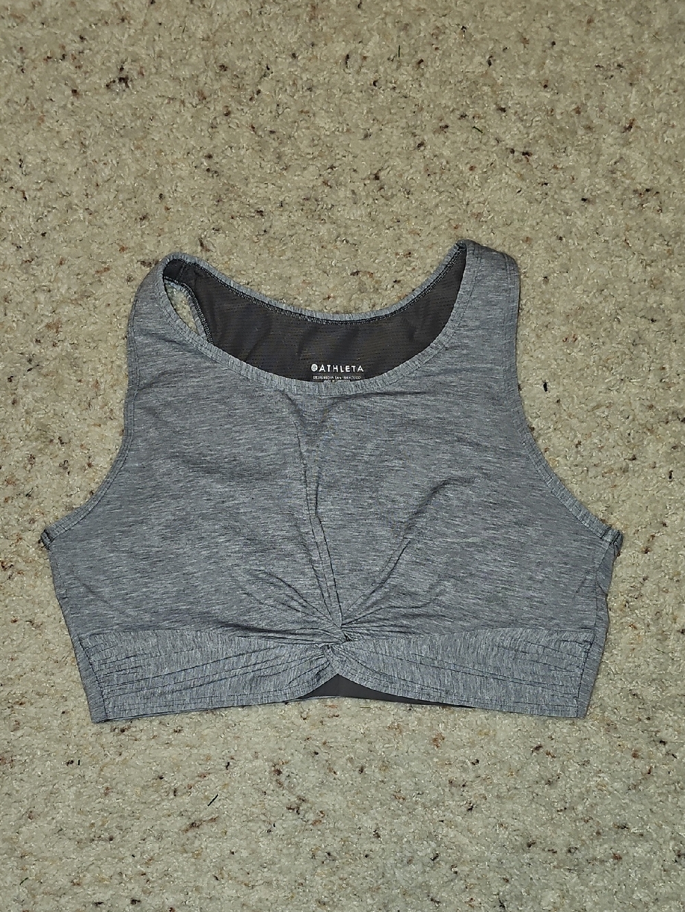 Athleta Heather Gray Twist-Front Crop Sports Bra